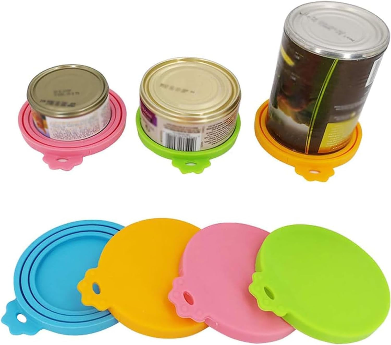 Food Can Lids, 4 Pcs Silicone Pet Food Can Covers for Dog & Cat Food, One Can Cap Fit Most Standard Size Dog Cat Food Canned（Multicolor）…