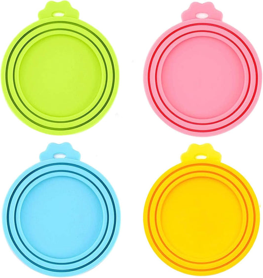 Food Can Lids, 4 Pcs Silicone Pet Food Can Covers for Dog & Cat Food, One Can Cap Fit Most Standard Size Dog Cat Food Canned（Multicolor）…