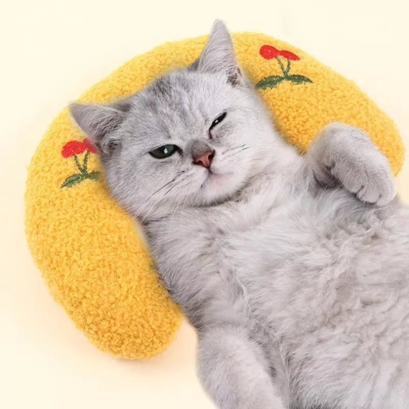 Cat Sleep Pillow Support Cervical Spine Pearl Cotton Filled Soft and Comfortable Pet Sleep U-Shaped Pillow Cat Dog Pillow