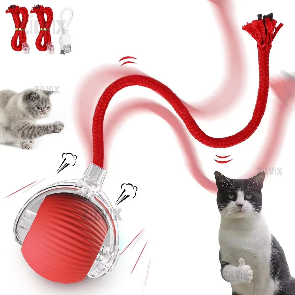 Interactive Cat Toys Ball Auto Electric Rolling Ball Toys for Cats/Kitty Pets Smart Automatic Teaser USB Rechargeable