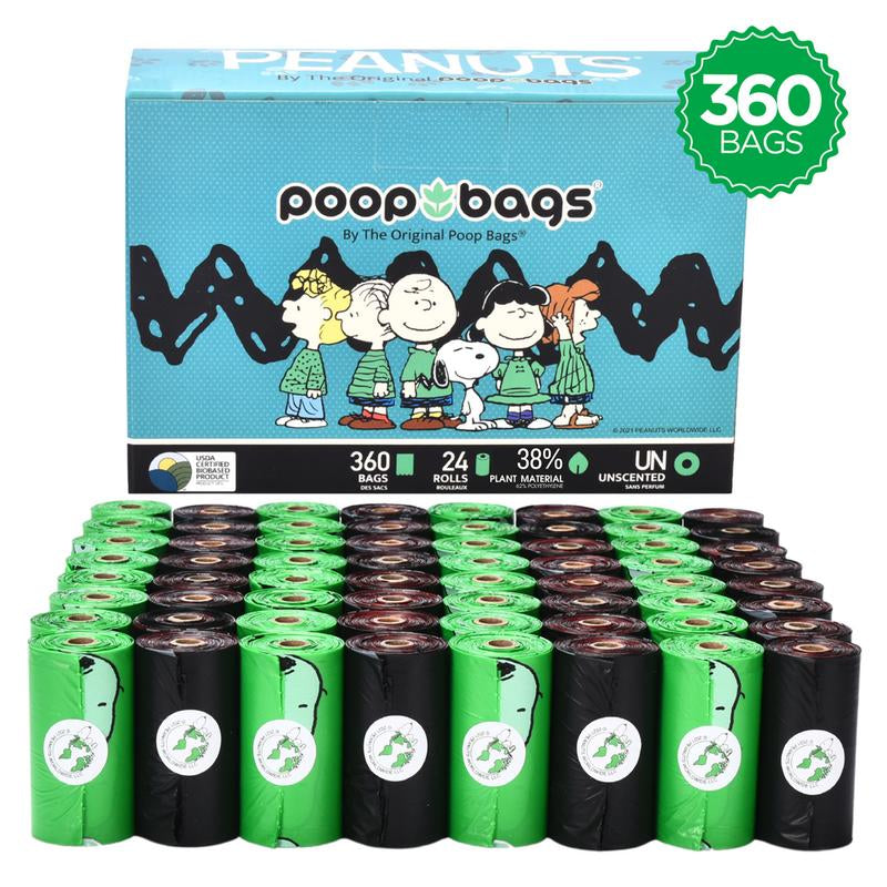 The Original Poop Bags- Peanuts 360 Unscented Poop Bags in Leash Rolls Pet Poop Bags