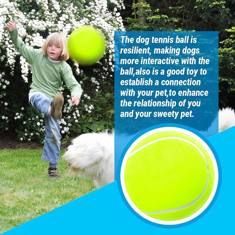 Giant Tennis Ball for Small Medium Pets - 9.5" Inflatable Rubber Dog Toy Ball with Pump & Needle - Funny Outdoor Toy for Playful Pups Training