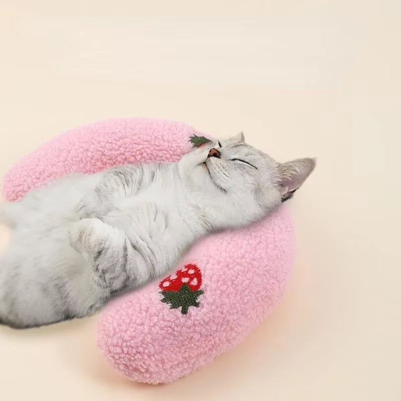 Cat Sleep Pillow Support Cervical Spine Pearl Cotton Filled Soft and Comfortable Pet Sleep U-Shaped Pillow Cat Dog Pillow