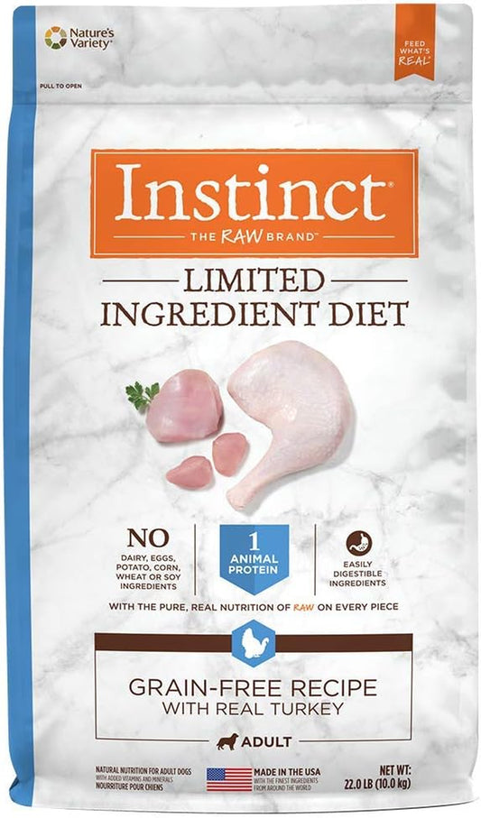 Limited Ingredient Diet, Natural Dry Dog Food, Grain Free Recipe - Real Turkey, 22 Lb. Bag