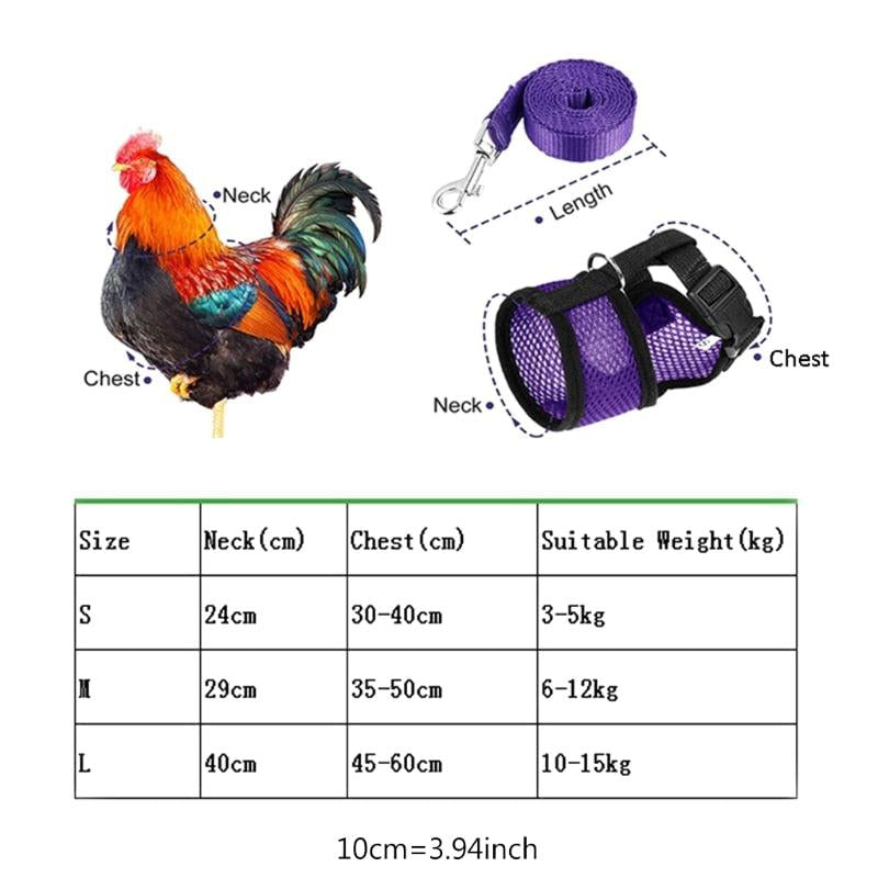 Chicken Harness with Leash Adjustable Chicken Leash for Hens Duck Puppy Breathable Comfortable Pet Harness 3 Sizes Y5GB