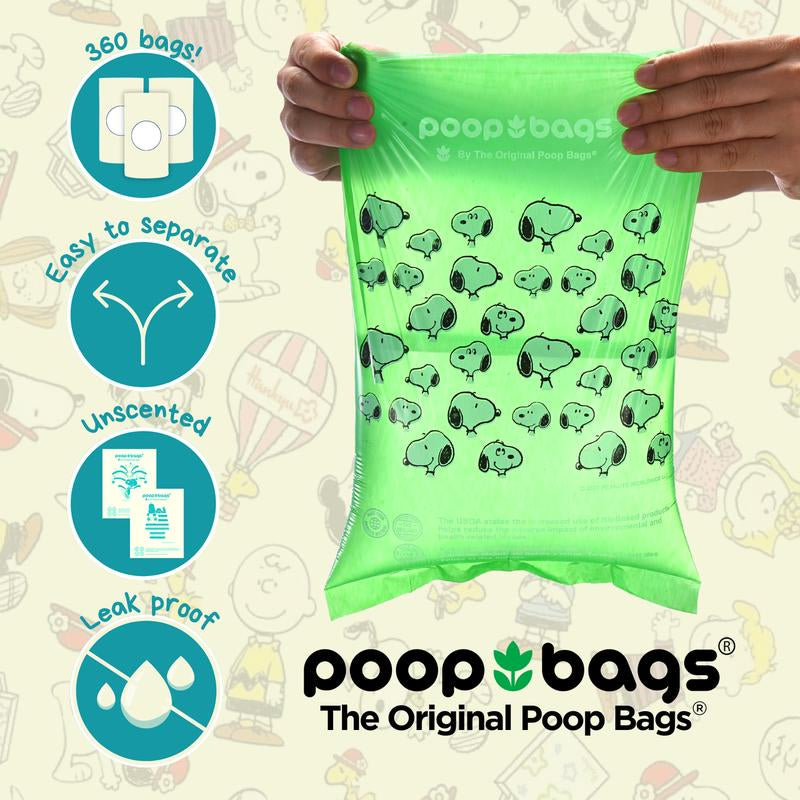 The Original Poop Bags- Peanuts 360 Unscented Poop Bags in Leash Rolls Pet Poop Bags