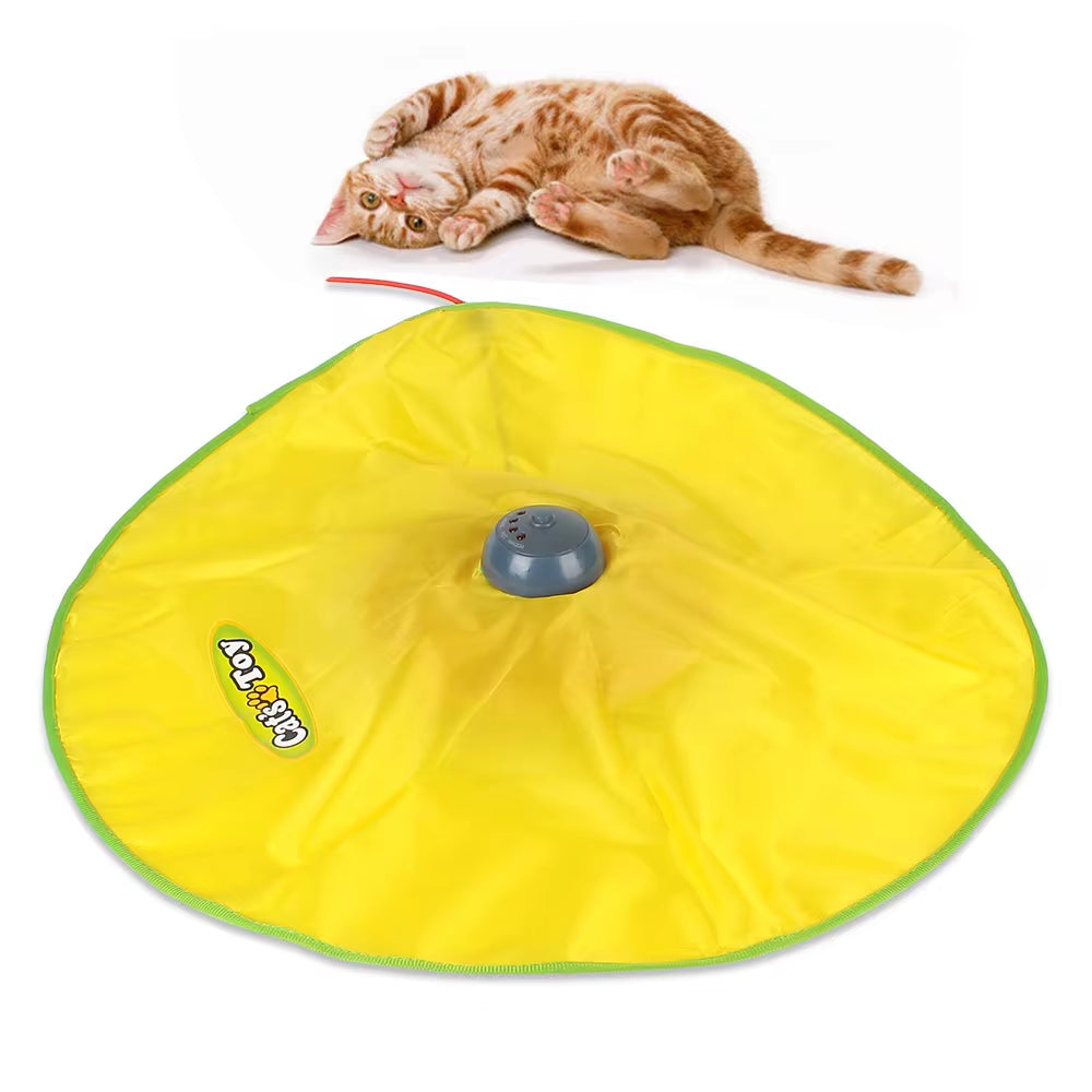 4 Speeds Motion Undercover Mouse Fabric Moving Feather Interactive Pet Toy for Cat Kitty Automatic Electric Cat Toy Plate