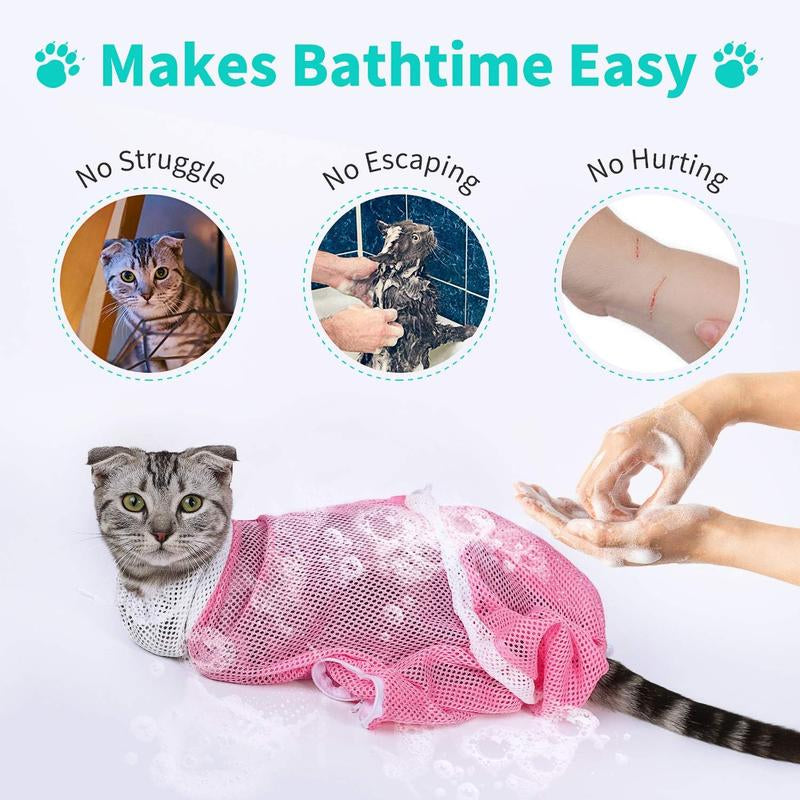 Cat Bath Mesh Bag, 1 Piece, Cat Grooming Shower Bag, Cat Bathing Bag