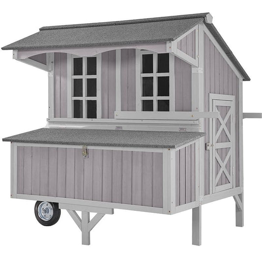 Aivituvin-Air96 Extra-Large Chicken Coop with Big Wheels for 6-8 Chickens