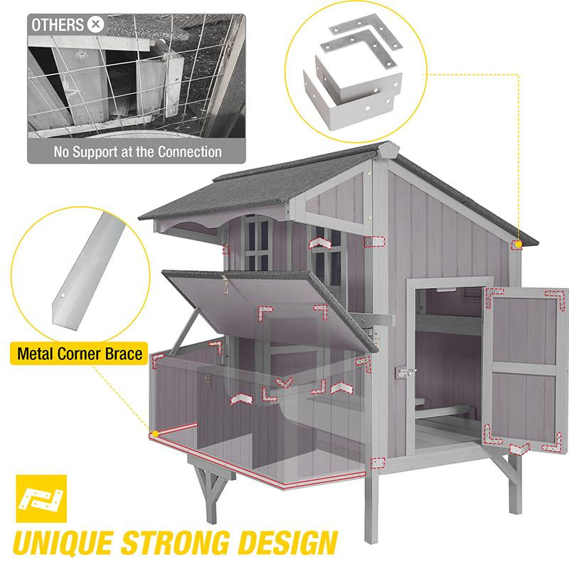 Aivituvin-Air96 Extra-Large Chicken Coop with Big Wheels for 6-8 Chickens