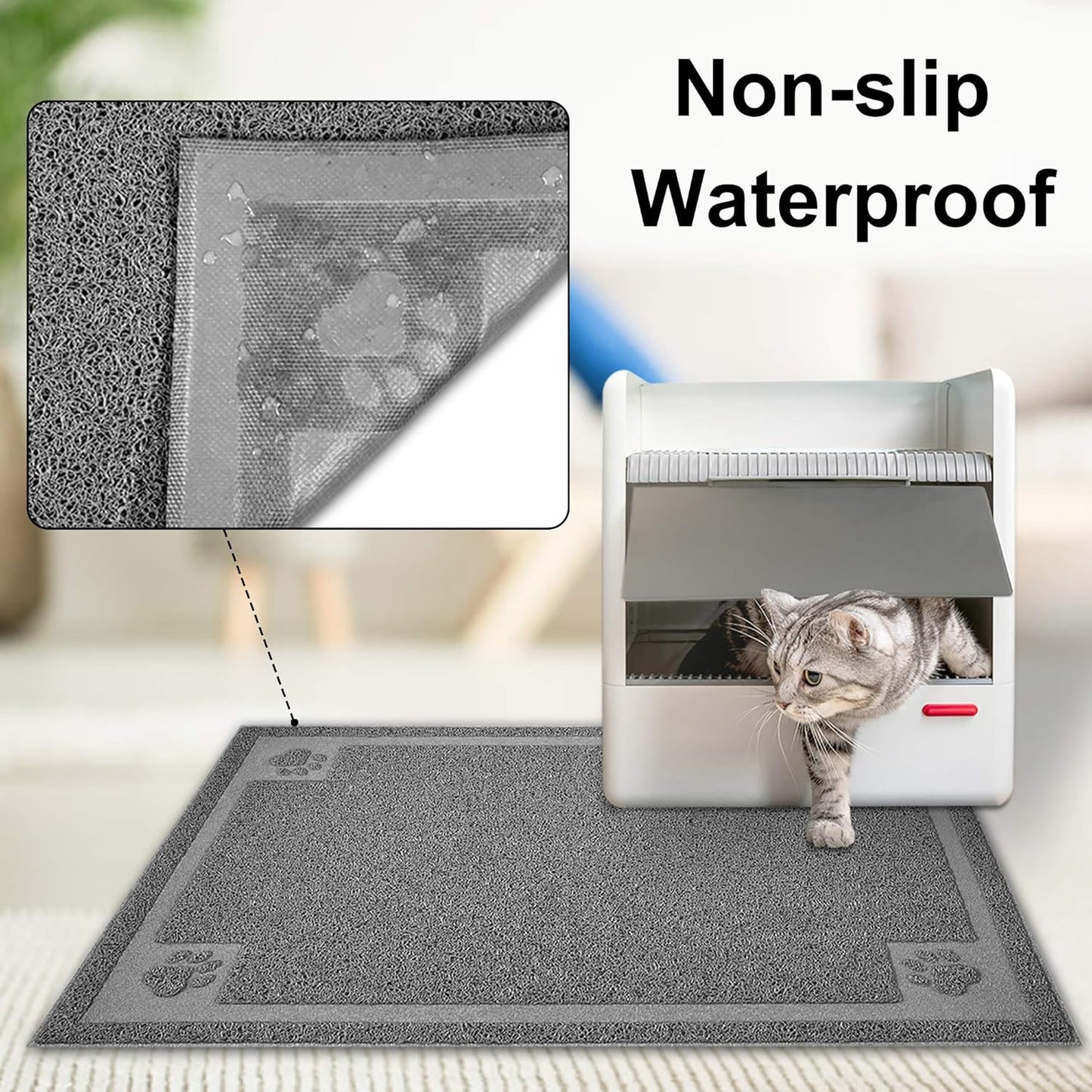 Large Cat Litter Mat Trapper 35"×23" Traps Litter from Box and Paws Scatter Control for Litter Box Soft on Sensitive Kitty Paws Easy to Clean