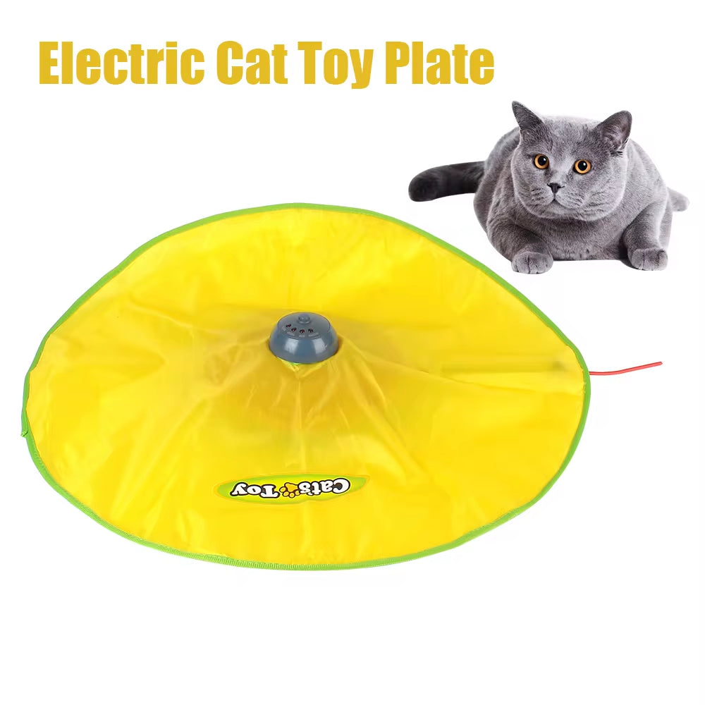 4 Speeds Motion Undercover Mouse Fabric Moving Feather Interactive Pet Toy for Cat Kitty Automatic Electric Cat Toy Plate