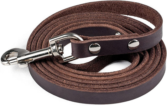 Leather Dog Leash - Genuine Distressed Material - Premium - Suitable for All Pet Sizes - Heavy Duty Dogs Leashes - Modern - Dark