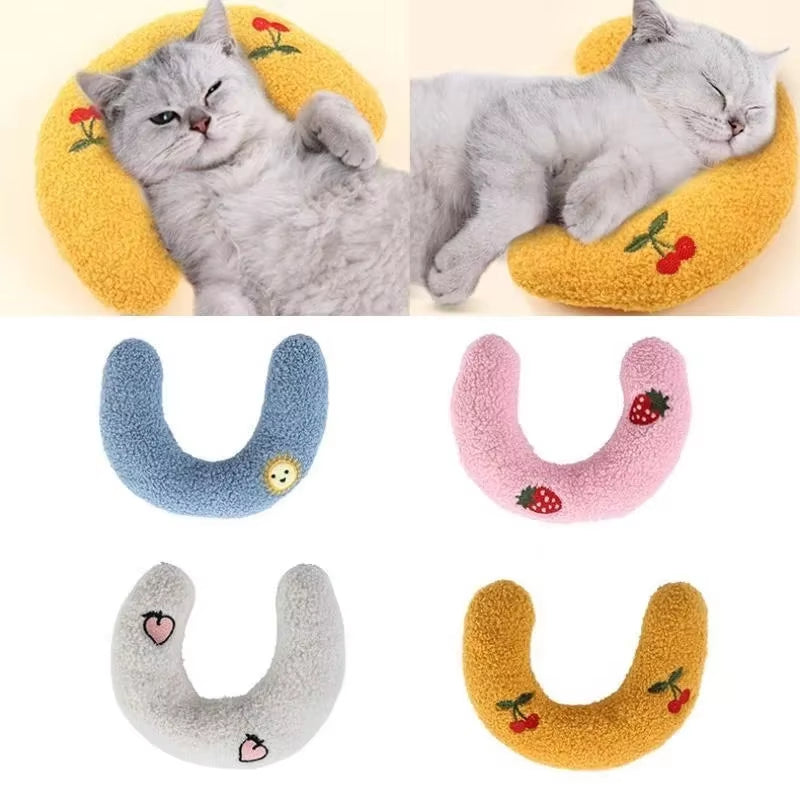 Cat Sleep Pillow Support Cervical Spine Pearl Cotton Filled Soft and Comfortable Pet Sleep U-Shaped Pillow Cat Dog Pillow