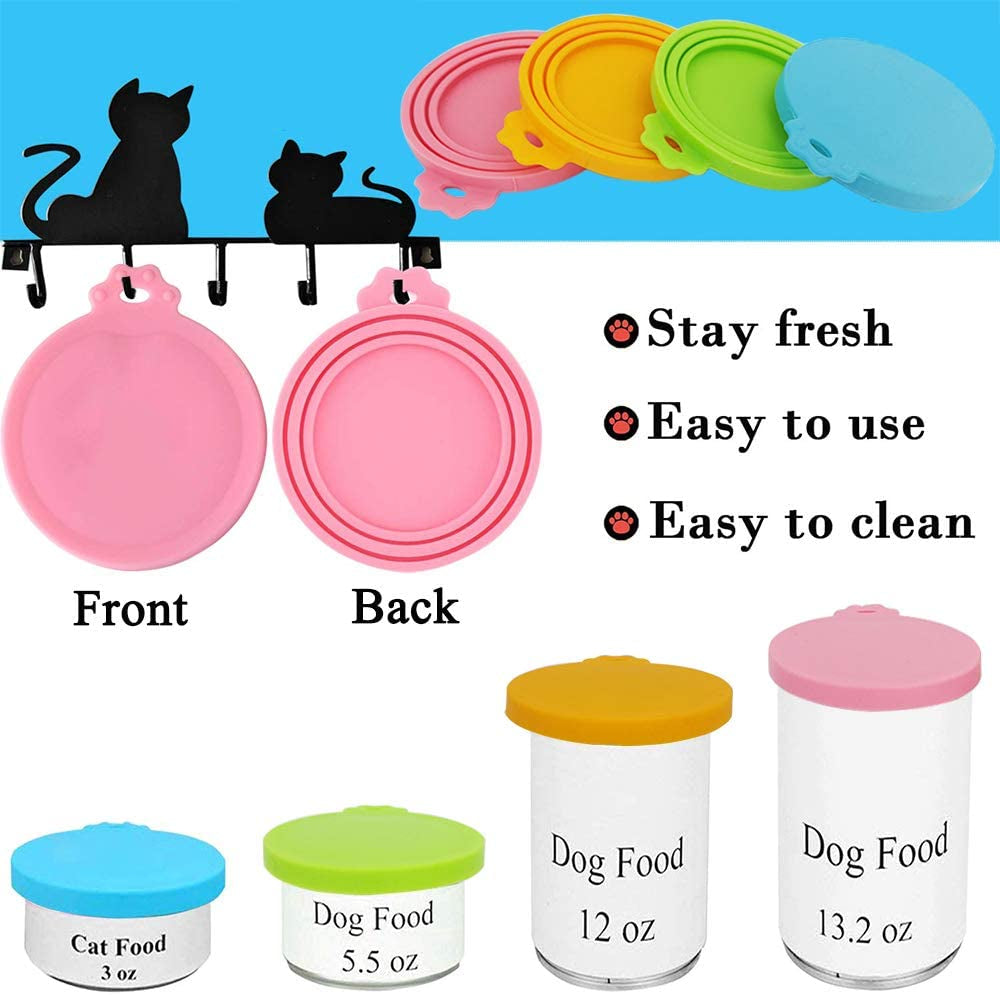 Food Can Lids, 4 Pcs Silicone Pet Food Can Covers for Dog & Cat Food, One Can Cap Fit Most Standard Size Dog Cat Food Canned（Multicolor）…