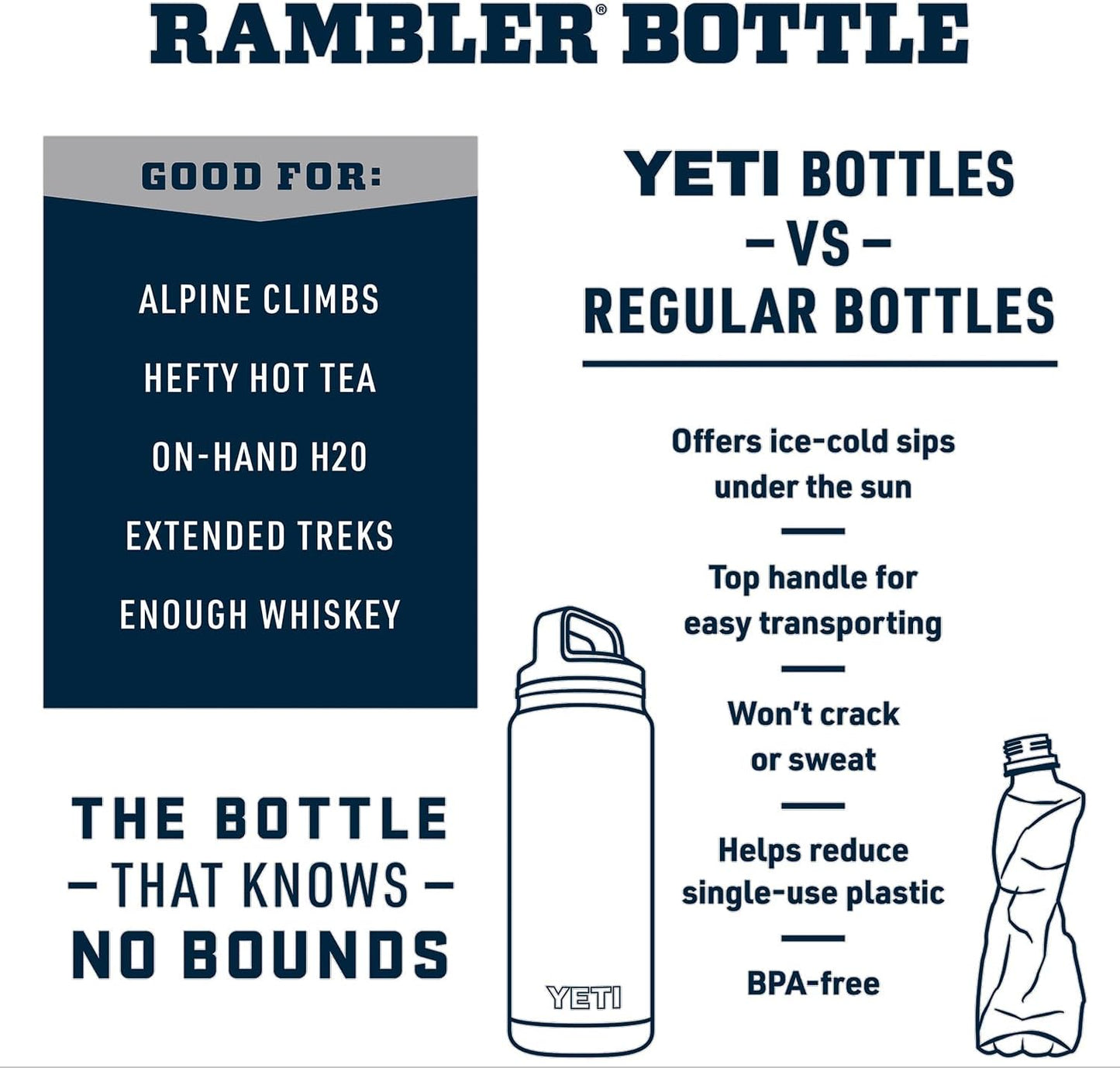 Rambler 26 Oz Bottle, Vacuum Insulated, Stainless Steel with Chug Cap